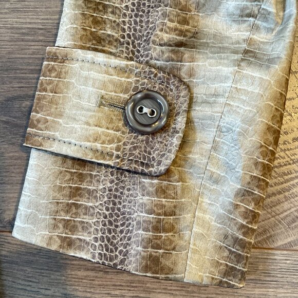 HELENA BERMAN LONDON FIT + FLARE SNAKE PRINT SATIN FEEL TRENCH COAT - Picture 6 of 14